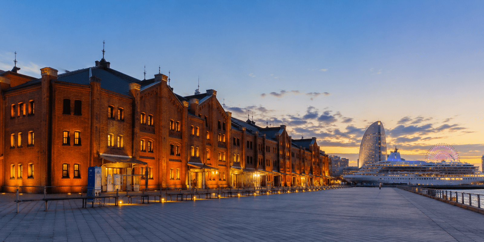 Yokohama Red Brick Warehouse historic waterfront buildings and plaza in Minato Mirai Japan
